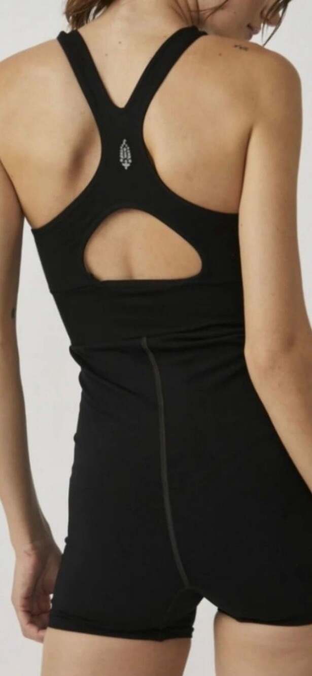 Free People Movement Every Single Time Runsie Black Athletic Romper Sz M / L - Picture 5 of 10